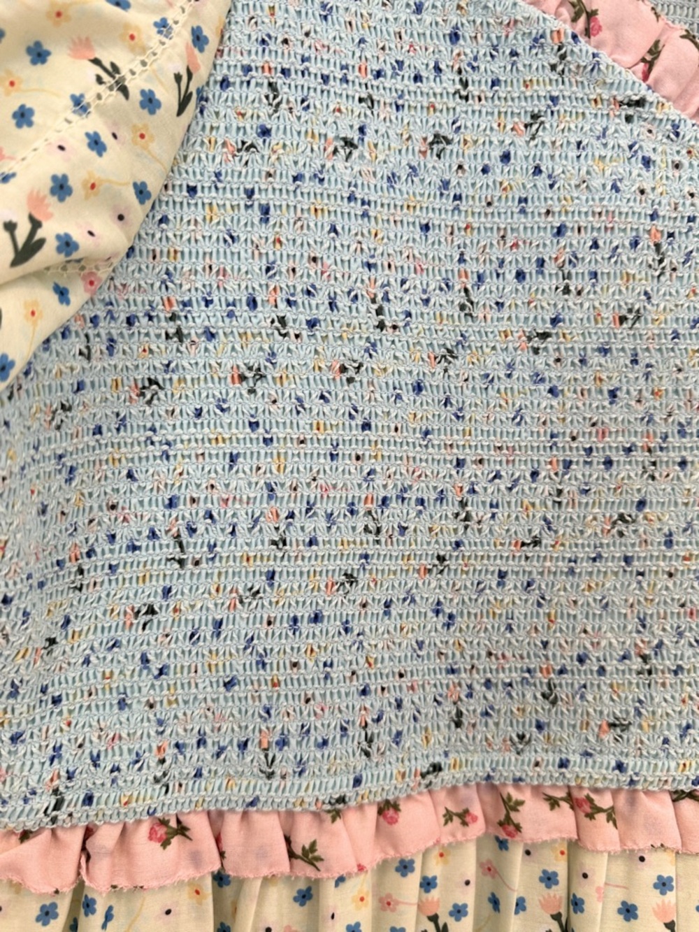 Ivy City Co Pastel Tiered Floral Dress - Blue, Pink & Cream - Picture 4 of 5